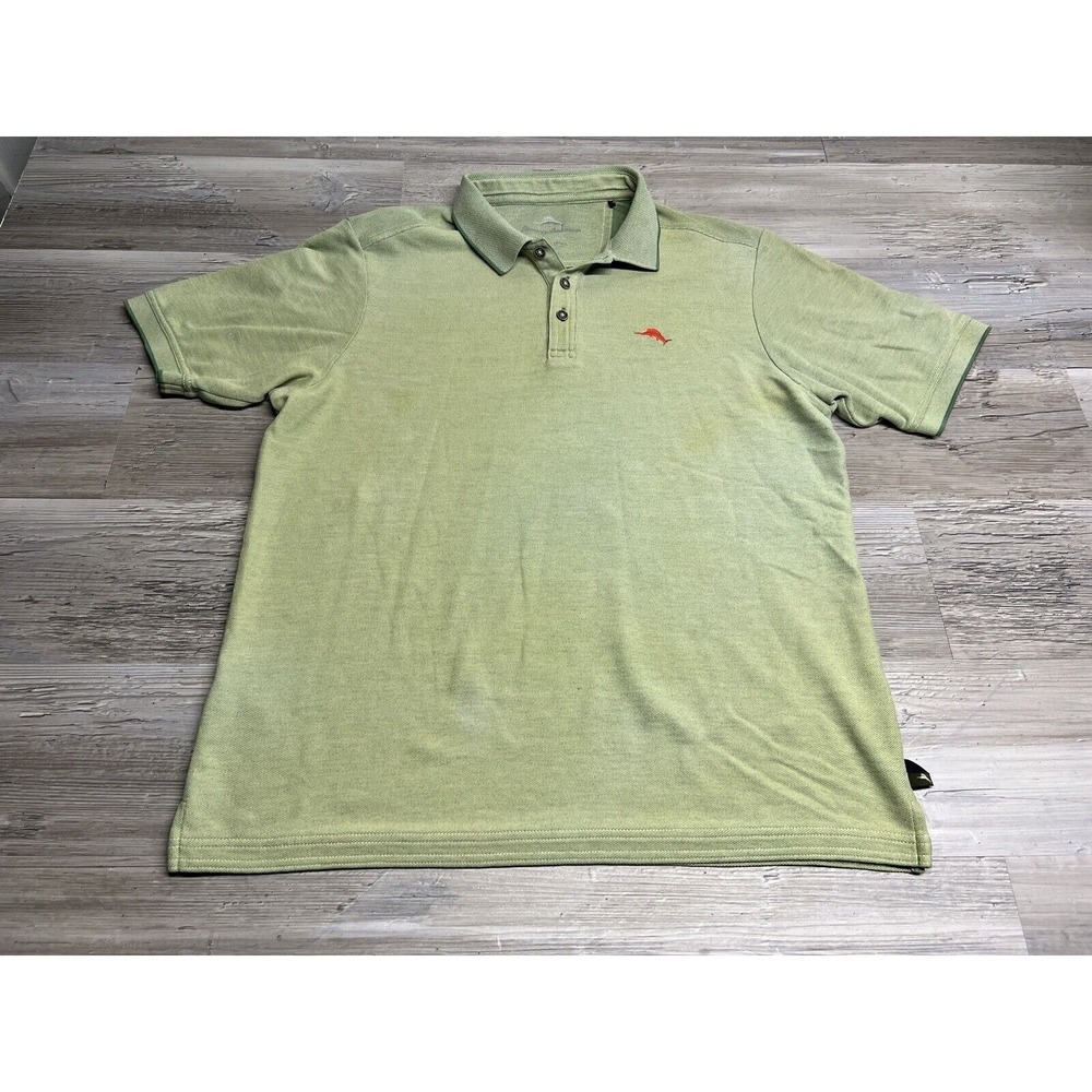 Tommy Bahama Polo Shirt M Light Green Marlin Embroidered Coastal